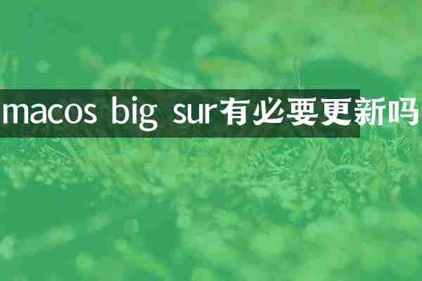macos big sur有必要更新吗