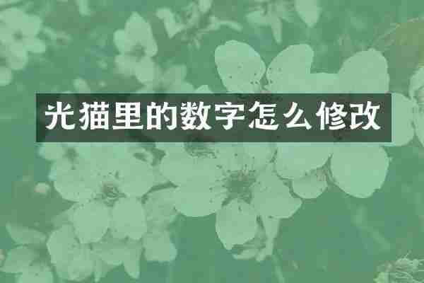 光猫里的数字怎么修改