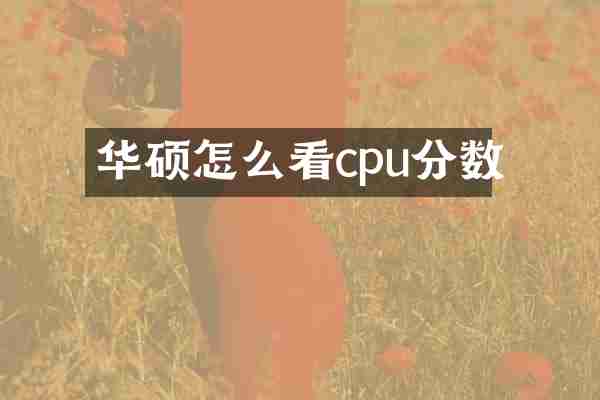 华硕怎么看cpu分数