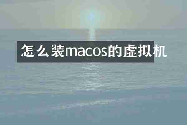 怎么装macos的虚拟机
