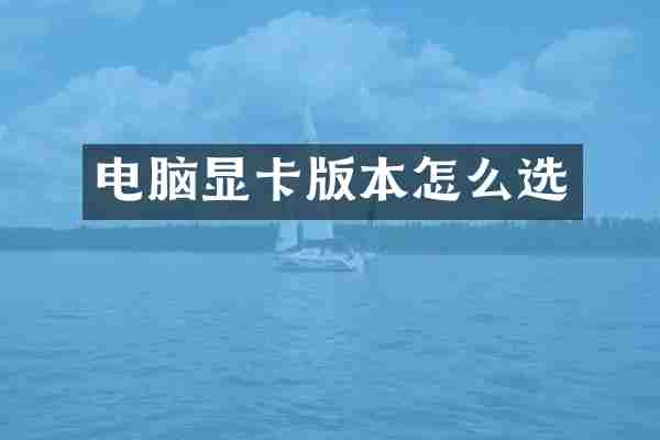 电脑显卡版本怎么选