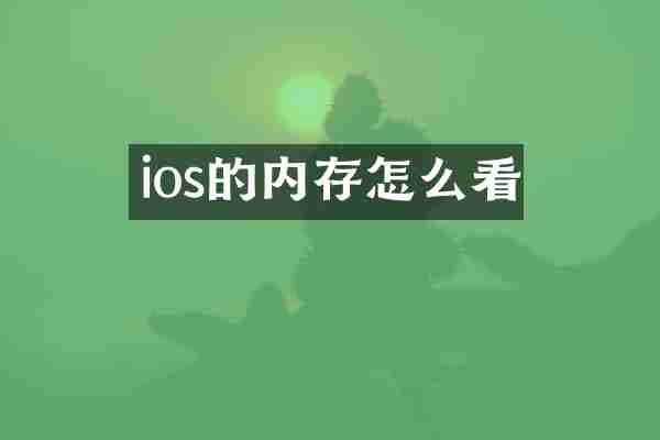 ios的内存怎么看