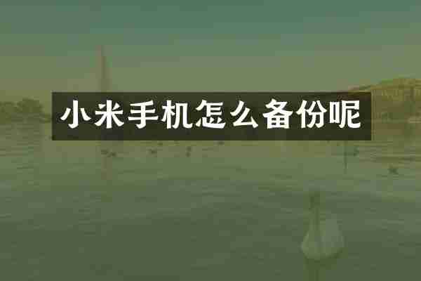小米手机怎么备份呢