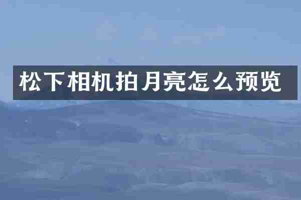 松下相机拍月亮怎么预览