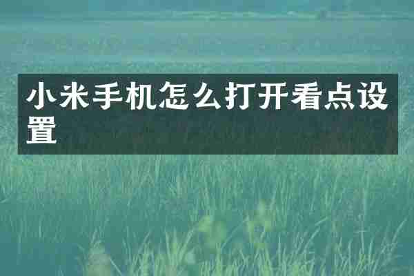 小米手机怎么打开看点设置