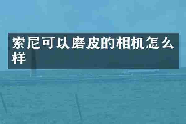 索尼可以磨皮的相机怎么样