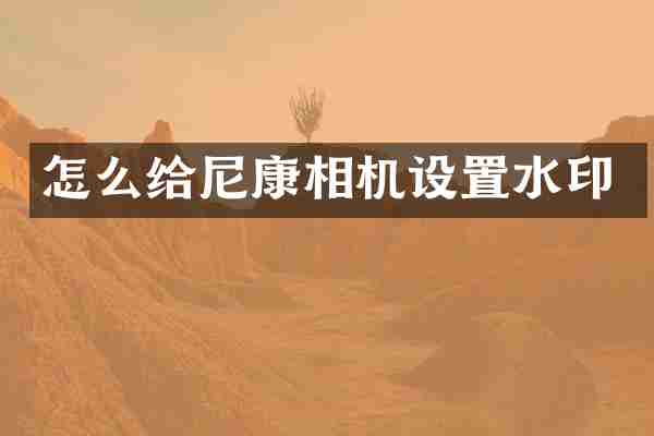 怎么给尼康相机设置水印
