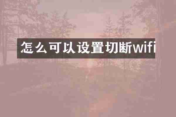 怎么可以设置切断wifi