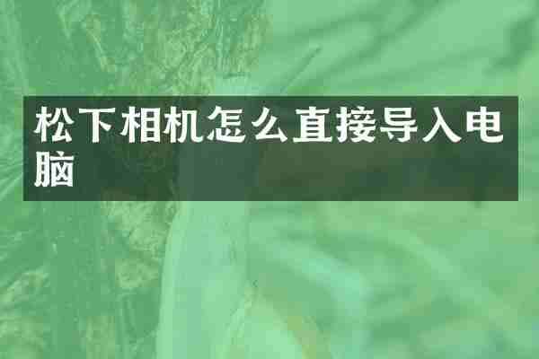 松下相机怎么直接导入电脑