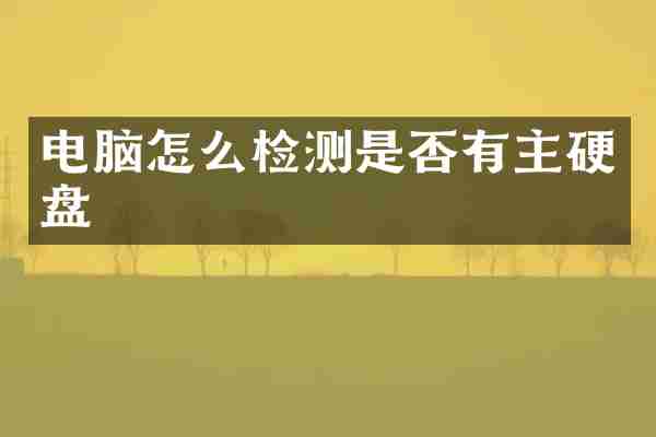 电脑怎么检测是否有主硬盘