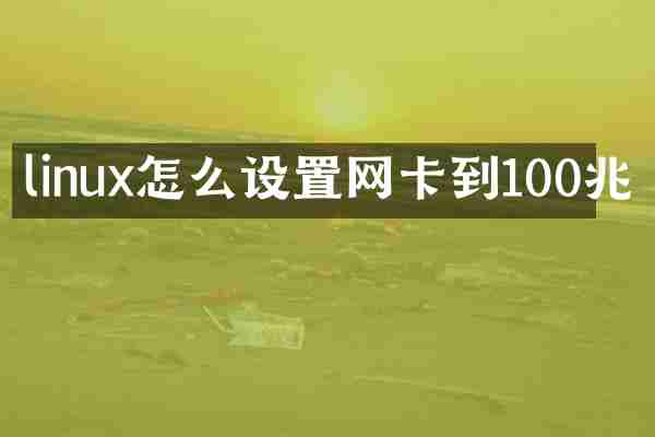 linux怎么设置网卡到100兆