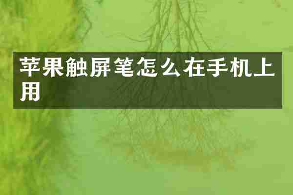 苹果触屏笔怎么在手机上用