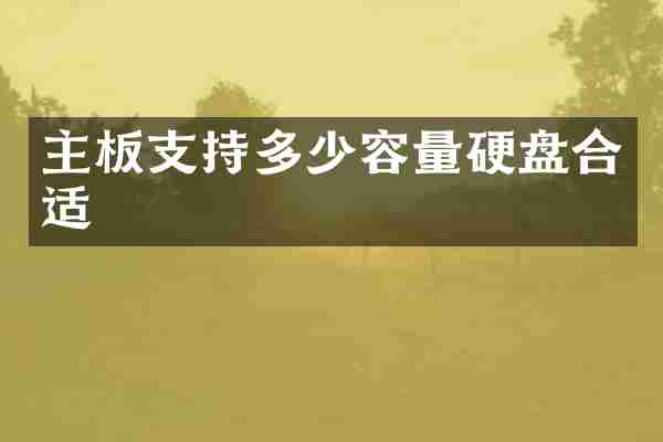主板支持多少容量硬盘合适