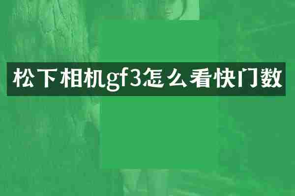 松下相机gf3怎么看快门数