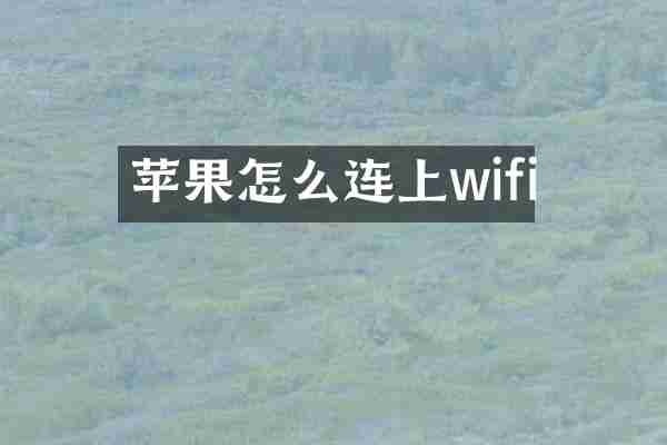苹果怎么连上wifi