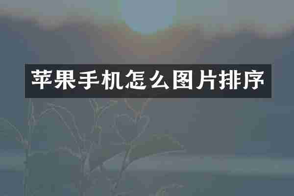 苹果手机怎么图片排序