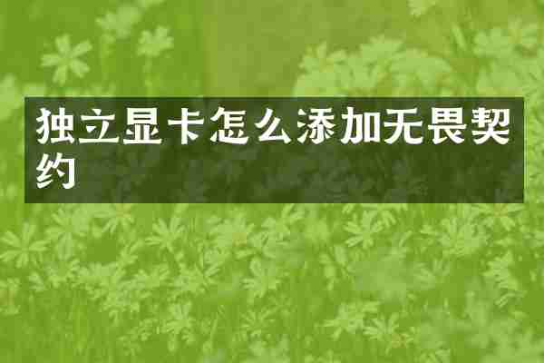 独立显卡怎么添加无畏契约