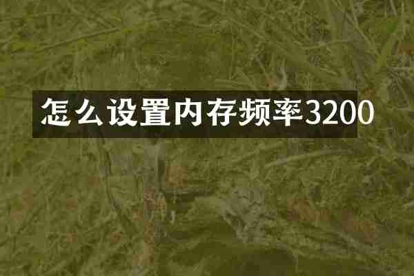 怎么设置内存频率3200
