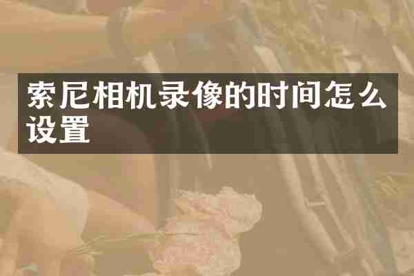 索尼相机录像的时间怎么设置