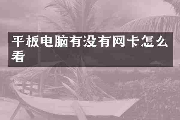 平板电脑有没有网卡怎么看
