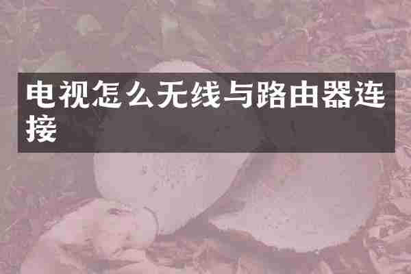 电视怎么无线与路由器连接