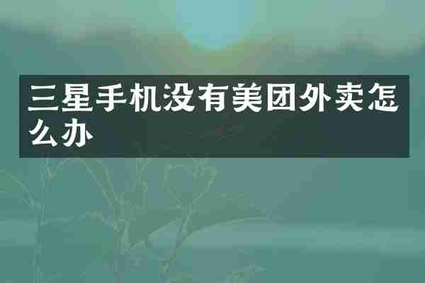 三星手机没有美团外卖怎么办