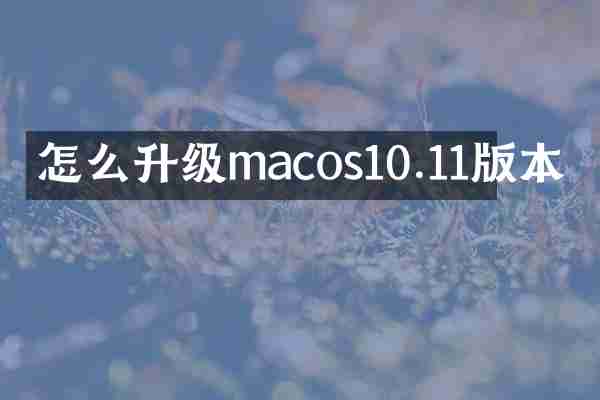 怎么升级macos10.11版本