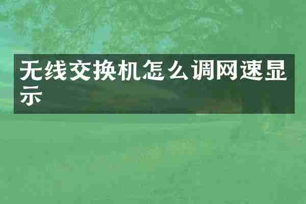 无线交换机怎么调网速显示