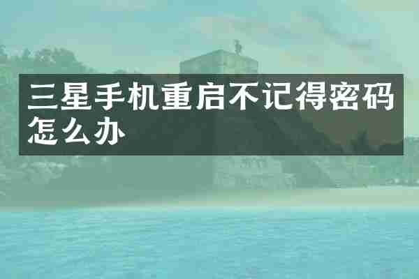三星手机重启不记得密码怎么办