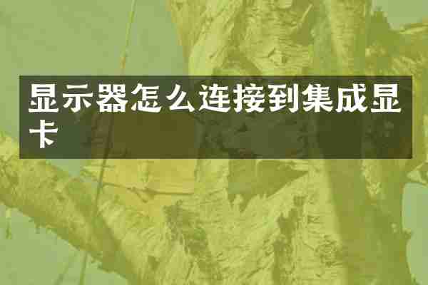 显示器怎么连接到集成显卡