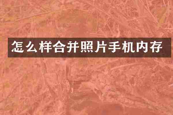 怎么样合并照片手机内存