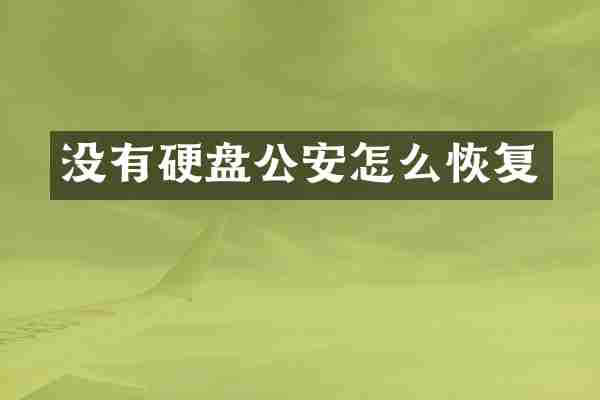 没有硬盘公安怎么恢复
