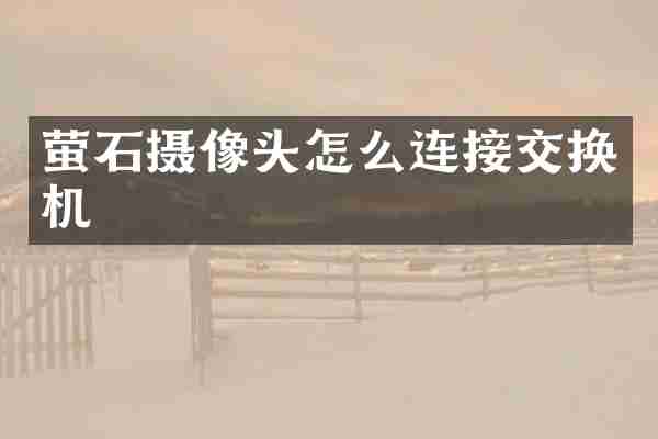 萤石摄像头怎么连接交换机