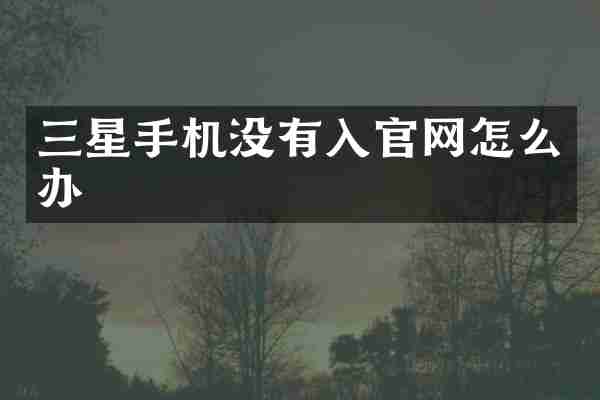 三星手机没有入官网怎么办