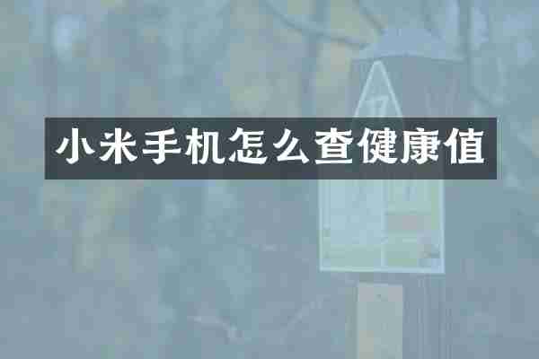 小米手机怎么查健康值