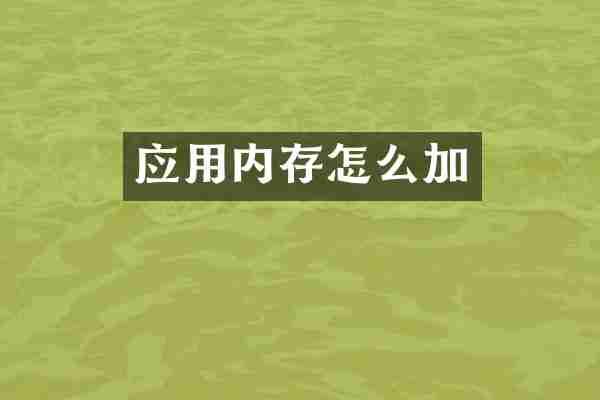 应用内存怎么加