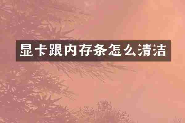 显卡跟内存条怎么清洁