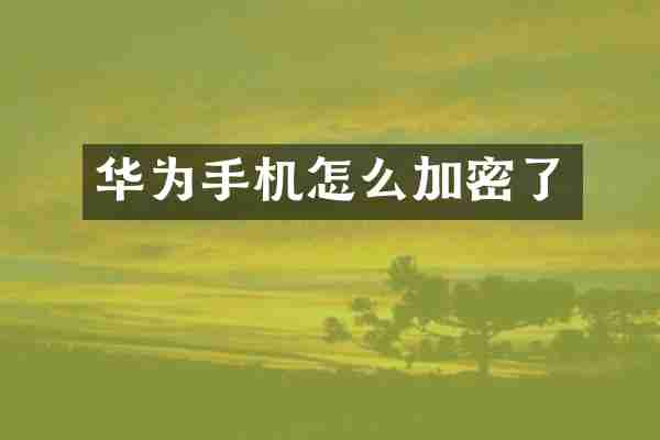 华为手机怎么加密了