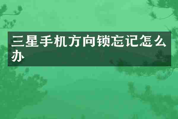 三星手机方向锁忘记怎么办