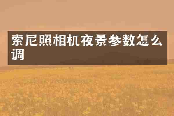 索尼照相机夜景参数怎么调