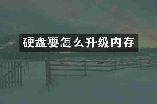 硬盘要怎么升级内存