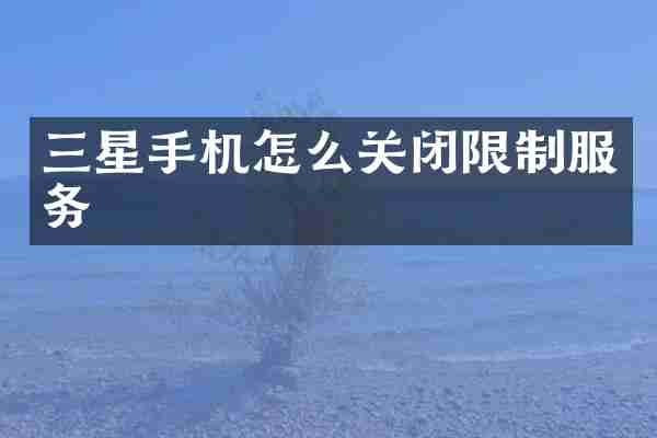 三星手机怎么关闭限制服务