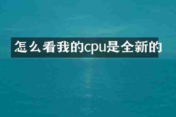 怎么看我的cpu是全新的