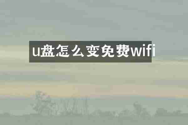 u盘怎么变免费wifi