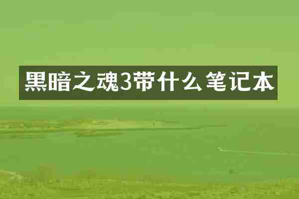 黑暗之魂3带什么笔记本