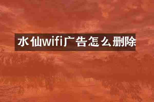 水仙wifi广告怎么删除