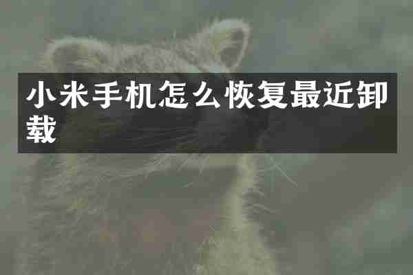 小米手机怎么恢复最近卸载