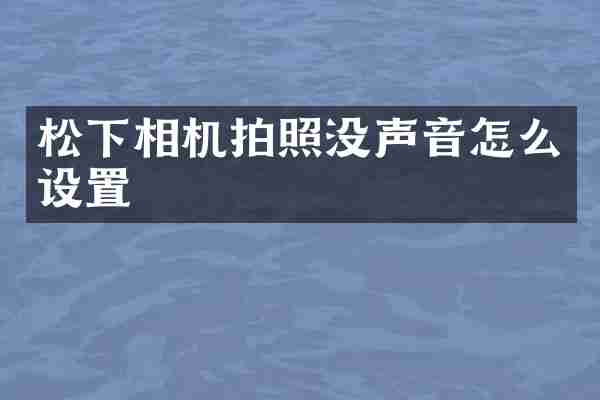 松下相机拍照没声音怎么设置