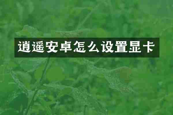 逍遥安卓怎么设置显卡