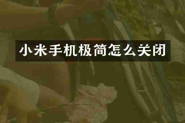 小米手机极简怎么关闭